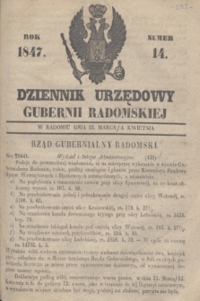 Dziennik Urzędowy Gubernii Radomskiej. 1847, Numer 14 (4 kwietnia) + dod.