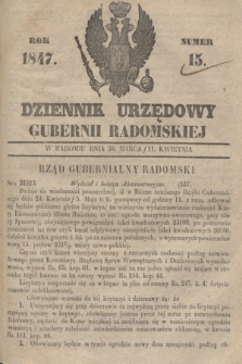 Dziennik Urzędowy Gubernii Radomskiej. 1847, Numer 15 (11 kwietnia) + dod.