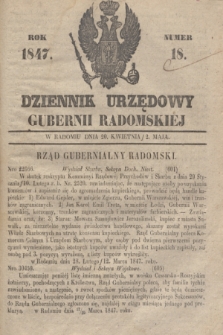Dziennik Urzędowy Gubernii Radomskiej. 1847, Numer 18 (2 maja)