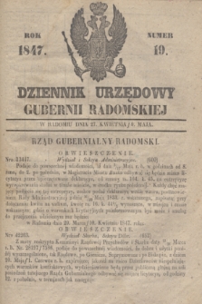 Dziennik Urzędowy Gubernii Radomskiej. 1847, Numenr 19 (9 maja)