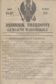 Dziennik Urzędowy Gubernii Radomskiej. 1847, Numer 20 (16 maja)