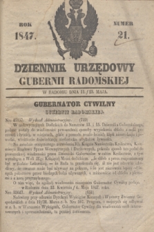 Dziennik Urzędowy Gubernii Radomskiej. 1847, Numer 21 (23 maja) + dod.