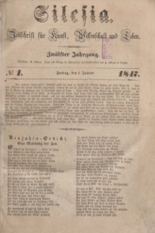 Silesia : Zeitschrift fűr Kunst, Wissenschaft und Leben. Jg.12, № 1 (1 Januar 1847) + wkładka