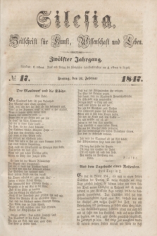 Silesia : Zeitschrift fűr Kunst, Wissenschaft und Leben. Jg.12, № 17 (26 Februar 1847)