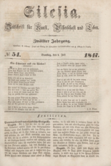 Silesia : Zeitschrift fűr Kunst, Wissenschaft und Leben. Jg.12, № 54 (6 Juli 1847)