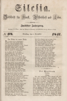 Silesia : Zeitschrift fűr Kunst, Wissenschaft und Leben. Jg.12, № 98 (7 December 1847)