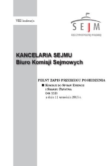 Pełny Zapis Przebiegu Posiedzenia Komisji do spraw Energii i Skarbu Państwa (nr 113) z dnia 11 września 2018 r.