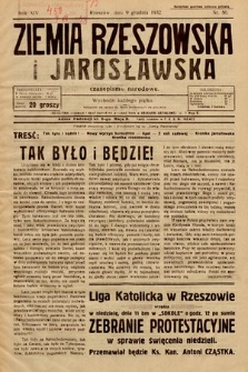 Ziemia Rzeszowska i Jarosławska : czasopismo narodowe. 1932, nr 50 [i.e. 51]