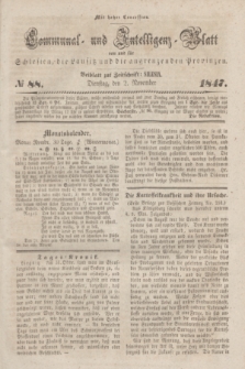 Communal und Intelligenz-Blatt von und fűr Schlesien, die Lausitz und die angrenzenden Provinzen. 1847, № 88 (2 November)