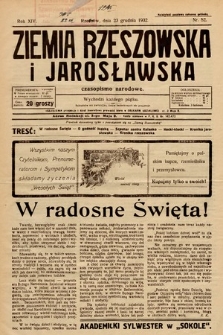 Ziemia Rzeszowska i Jarosławska : czasopismo narodowe. 1932, nr 52 [i.e. 53]
