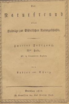 Der Naturfreund oder Beiträge zur Schlesischen Naturgeschichte. Bd.2, Heft 3, Tab. 27-[39] (1810) + wkładka