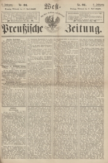 West-Preußische Zeitung. Jg.4, Nr. 91 (17 April 1867)