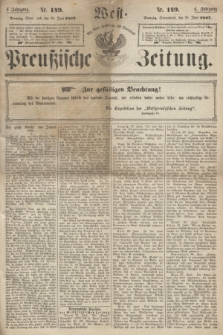 West-Preußische Zeitung. Jg.4, Nr. 149 (29 Juni 1867)