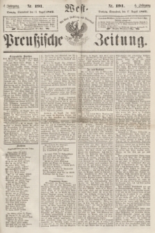West-Preußische Zeitung. Jg.4, Nr. 191 (17 August 1867)