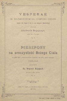 Vesperae solemnitatem s.s. corporis Christi : unisono cum organo et ad IV voces inaequales (falsibordoni)