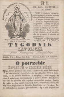 Tygodnik Katolicki : pismo Towarzystwa Maryańskiego. 1848, kwartał I, Nr. 11 (16 grudnia)