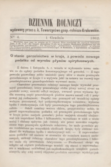 Dziennik Rolniczy : wydawany przez c. k. Towarzystwo gosp.-rolnicze Krakowskie. 1862, Ner 4 (1 grudnia)