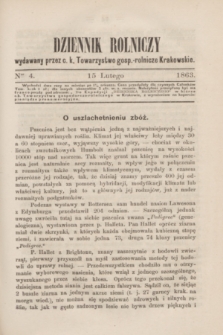 Dziennik Rolniczy : wydawany przez c. k. Towarzystwo gosp.-rolnicze Krakowskie. 1863, Ner 4 (15 lutego)