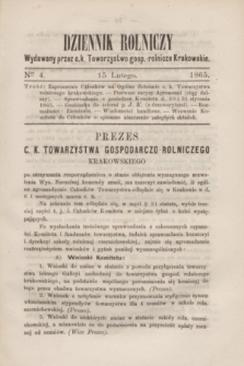 Dziennik Rolniczy : wydawany przez c. k. Towarzystwo gosp.-rolnicze Krakowskie. 1865, Ner 4 (15 lutego)