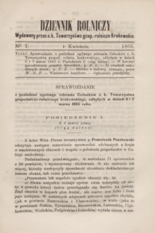 Dziennik Rolniczy : wydawany przez c. k. Towarzystwo gosp.-rolnicze Krakowskie. 1865, Ner 7 (1 kwietnia)