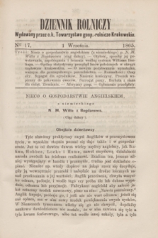 Dziennik Rolniczy : wydawany przez c. k. Towarzystwo gosp.-rolnicze Krakowskie. 1865, Ner 17 (1 września)