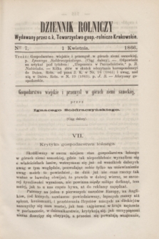 Dziennik Rolniczy : wydawany przez c. k. Towarzystwo gosp.-rolnicze Krakowskie. 1866, Ner 7 (1 kwietnia)