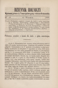 Dziennik Rolniczy : wydawany przez c. k. Towarzystwo gosp.-rolnicze Krakowskie. 1866, Ner 18 (15 września)