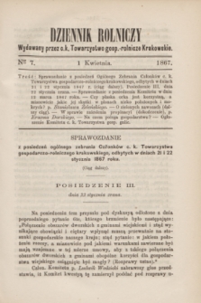 Dziennik Rolniczy : wydawany przez c. k. Towarzystwo gosp.-rolnicze Krakowskie. 1867, Ner 7 (1 kwietnia)