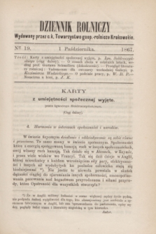 Dziennik Rolniczy : wydawany przez c. k. Towarzystwo gosp.-rolnicze Krakowskie. 1867, Ner 19 (1 października)