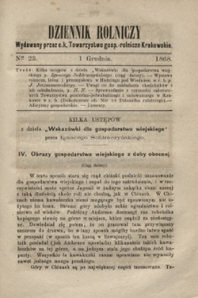 Dziennik Rolniczy : wydawany przez c. k. Towarzystwo gosp.-rolnicze Krakowskie. 1868, Ner 23 (1 grudnia)