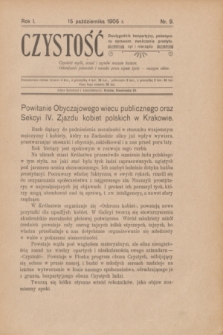 Czystość : dwutygodnik bezpartyjny, poświęcony sprawom zwalczania prostytucyi i nierządu. R.1, nr 9 (15 października 1905)