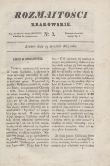 Rozmaitości Krakowskie. 1834, Ner 3 (19 stycznia)