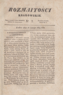 Rozmaitości Krakowskie. 1834, Ner 7 (16 lutego)