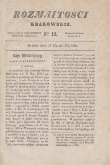Rozmaitości Krakowskie. 1834, Ner 12 (23 marca)