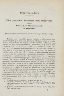 Służba Zdrowia Publicznego : czasopismo poświęcone wszystkim gałęziom umiejętności lekarskiej, ze szczególnym względem na medycynę publiczną. 1872, [T.1], [z. 1] ([styczeń])