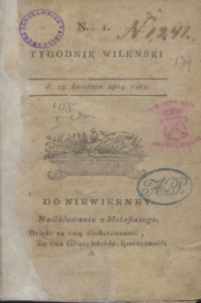 Tygodnik Wileński. 1804, № 1 (23 kwietnia)