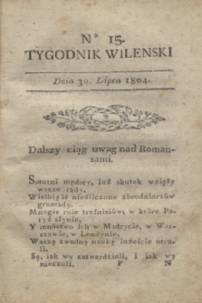 Tygodnik Wileński. 1804, № 15 (30 lipca)