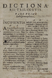 Dictionarium trinlingue tripartitum