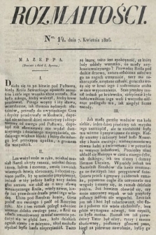Rozmaitości : oddział literacki Gazety Lwowskiej. 1826, nr 14