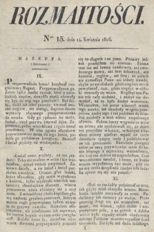 Rozmaitości : oddział literacki Gazety Lwowskiej. 1826, nr 15