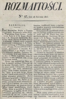 Rozmaitości : oddział literacki Gazety Lwowskiej. 1826, nr 17