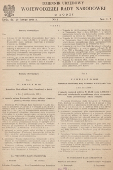Dziennik Urzędowy Wojewódzkiej Rady Narodowej w Łodzi. 1964, nr 1