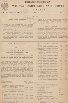 Dziennik Urzędowy Wojewódzkiej Rady Narodowej w Łodzi. 1965, nr 1