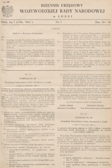 Dziennik Urzędowy Wojewódzkiej Rady Narodowej w Łodzi. 1965, nr 7