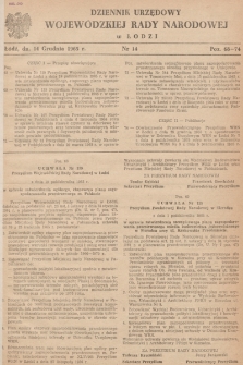 Dziennik Urzędowy Wojewódzkiej Rady Narodowej w Łodzi. 1965, nr 14
