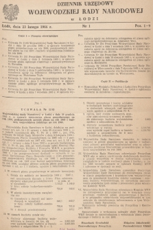 Dziennik Urzędowy Wojewódzkiej Rady Narodowej w Łodzi. 1966, nr 1