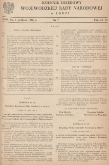 Dziennik Urzędowy Wojewódzkiej Rady Narodowej w Łodzi. 1966, nr 7