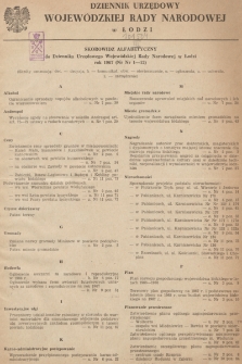 Dziennik Urzędowy Wojewódzkiej Rady Narodowej w Łodzi. 1967, skorowidz alfabetyczny