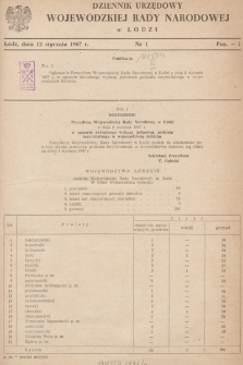 Dziennik Urzędowy Wojewódzkiej Rady Narodowej w Łodzi. 1967, nr 1