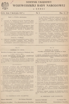 Dziennik Urzędowy Wojewódzkiej Rady Narodowej w Łodzi. 1967, nr 4